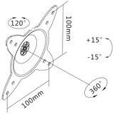 Digitus DA-90350 Supporto TV a parete 68,6 cm (27") Nero Nero, 68,6 cm (27"), 75 x 75 mm, 100 x 100 mm, 360°, Metallo, Nero