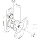 Digitus DA-90350 Supporto TV a parete 68,6 cm (27") Nero, Montaggio a parete Nero, 68,6 cm (27"), 75 x 75 mm, 100 x 100 mm, 360°, Metallo, Nero