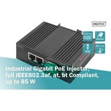 Digitus Iniettore Gigabit Ethernet PoE, Industriale, Iniettore PoE Nero