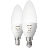 Philips Hue Candela - lampadina connessa E14 - (confezione da 2), Lampada a LED Philips Hue White and Color ambiance Candela - lampadina connessa E14 - (confezione da 2), Lampadina intelligente, Bluetooth, Bianco, LED integrato, E14, B39