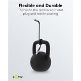 goobay Caricatore rapido USB-C Nano, PD, GaN, 65 Watt, cavo tessile USB-C, Caricabatterie Nero