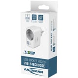 Ansmann Caricatore USB Home Socket HS220 / 3 A / 20 W / 2 Porte, Caricabatterie bianco