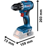 Bosch GSR 18V-45 1900 Giri/min 900 g Nero, Blu, Rosso, Trapano avvitatore blu/Nero, Trapano con impugnatura a pistola, Senza spazzola, Nero, Blu, Rosso, 1,3 cm, 1900 Giri/min, 3,5 cm