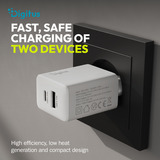 Digitus Caricatore USB 20W, 1x USB-C, 1x USB-A, Caricabatterie bianco