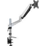 Digitus Porta monitor universale singolo con molla a gas e fissaggio da tavolo, Base per monitor argento, Morsa, 8 kg, 43,2 cm (17"), 68,6 cm (27"), 100 x 100 mm, Nero, Argento