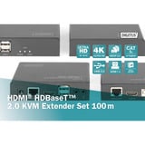 Digitus Set extender KVM HDMI 4K HDBaseT 2.0, Estensione HDMI Nero