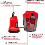 EINHELL Pompa per acqua pulita a batteria Power X-Change GE-SP 18 LL Li-Solo, 18 Volt, Pompe immersione e pressione rosso/Nero