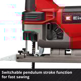 EINHELL Seghetto alternativo a batteria Power X-Change TE-JS 18/100 Li - Solo, 18Volt, Puzzle rosso/Nero