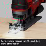 EINHELL Seghetto alternativo a batteria Power X-Change TE-JS 18/100 Li - Solo, 18Volt, Puzzle rosso/Nero