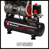 EINHELL TE-AC 6 Silent compressore ad aria 550 W 110 l/min rosso/Nero, 110 l/min, 8 bar, 550 W, 14,7 kg