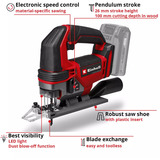 EINHELL TE-JS 18/100 Li - Solo, 4321270, Puzzle rosso/Nero