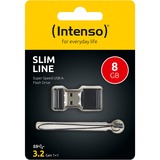 Intenso Slim Line unità flash USB 8 GB USB tipo A 3.2 Gen 1 (3.1 Gen 1) Nero Nero, 8 GB, USB tipo A, 3.2 Gen 1 (3.1 Gen 1), 100 MB/s, Cuffia, Nero