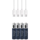 MediaRange Batteria USB-C Li-Ion, Mignon AA I 1.5V | 500 mAh, confezione da 4 