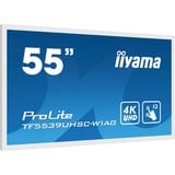 iiyama ProLite TF5539UHSC-W1AG Monitor PC 139,7 cm (55") 3840 x 2160 Pixel 4K Ultra HD LED Touch screen Multi utente Bianco, Public Display bianco, 139,7 cm (55"), 3840 x 2160 Pixel, 4K Ultra HD, LED, 8 ms, Bianco