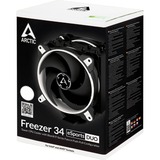 Arctic Freezer 34 eSports DUO Processore Refrigeratore 12 cm Nero, Bianco bianco/Nero, Refrigeratore, 12 cm, 200 Giri/min, 2100 Giri/min, 28 dB, 0,5 son