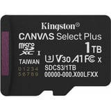 Kingston 1TB micSDXC Canvas Select Plus Gen3 150R A1 (Adattatore SD non incluso), Scheda di memoria Nero, 1 TB, MicroSDXC, Classe 10, UHS-I, 150 MB/s, Class 3 (U3)