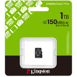 Kingston 1TB micSDXC Canvas Select Plus Gen3 150R A1 (Adattatore SD non incluso), Scheda di memoria Nero, 1 TB, MicroSDXC, Classe 10, UHS-I, 150 MB/s, Class 3 (U3)