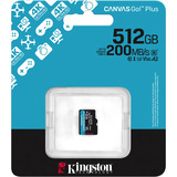 Kingston 512 GB microSDXC Canvas Go Plus Gen4 200R A2 U3 Confezione singola senza ADP, Scheda di memoria Nero, 512 GB, MicroSD, Classe 10, UHS-I, 200 MB/s, 160 MB/s