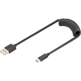 Digitus Cavo a spirale USB 2.0 USB-A > USB-C Nero
