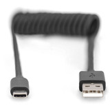 Digitus Cavo a spirale USB 2.0 USB-A > USB-C Nero