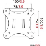 Digitus Supporto a parete universale per schermi fino a 81cm (32") Nero, 18 kg, 68,6 cm (27"), 75 x 75 mm, 100 x 100 mm, Nero