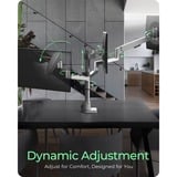 ICY BOX IB-MS525-T 76,2 cm (30") Scrivania Grigio, Argento, Base per monitor grigio, Morsetto/occhiello, 21 kg, 76,2 cm (30"), 100 x 100 mm, Regolazione altezza, Grigio, Argento
