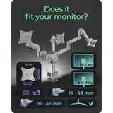 ICY BOX IB-MS525-T 76,2 cm (30") Scrivania Grigio, Argento, Base per monitor grigio, Morsetto/occhiello, 21 kg, 76,2 cm (30"), 100 x 100 mm, Regolazione altezza, Grigio, Argento