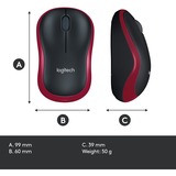 Logitech M185 mouse Ambidestro RF Wireless Ottico 1000 DPI rosso, Ambidestro, Ottico, RF Wireless, 1000 DPI, Nero, Rosso, Vendita al dettaglio