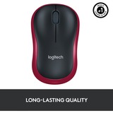 Logitech M185 mouse Ambidestro RF Wireless Ottico 1000 DPI rosso, Ambidestro, Ottico, RF Wireless, 1000 DPI, Nero, Rosso, Vendita al dettaglio