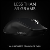 Logitech Pro X Superlight mouse Mano destra RF Wireless 25600 DPI Nero, Mano destra, RF Wireless, 25600 DPI, 1 ms, Nero