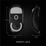 Logitech Pro X Superlight mouse Mano destra RF Wireless 25600 DPI Nero, Mano destra, RF Wireless, 25600 DPI, 1 ms, Nero