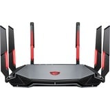 MSI RADIX AXE6600 WIFI 6E TRI-BAND router wireless Gigabit Ethernet Dual-band (2.4 GHz/5 GHz) Nero, Rosso Wi-Fi 6 (802.11ax), Dual-band (2.4 GHz/5 GHz), Collegamento ethernet LAN, Nero, Rosso, Router da tavolo