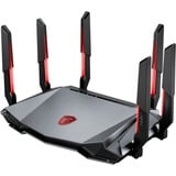 MSI RADIX AXE6600 WIFI 6E TRI-BAND router wireless Gigabit Ethernet Dual-band (2.4 GHz/5 GHz) Nero, Rosso Wi-Fi 6 (802.11ax), Dual-band (2.4 GHz/5 GHz), Collegamento ethernet LAN, Nero, Rosso, Router da tavolo