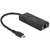 DeLOCK 63826 hub di interfaccia USB 3.2 Gen 1 (3.1 Gen 1) Type-C 1000 Mbit/s Nero Nero, USB 3.2 Gen 1 (3.1 Gen 1) Type-C, RJ-45, 1000 Mbit/s, Nero, Attività, Collegamento, 0,15 m