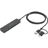 Digitus Hub USB 3.0 4 porte linea sottile Nero