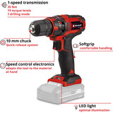 EINHELL Avvitatore a batteria Power X-Change TC-CD 18/35 Li - Solo, 18Volt, Trapano avvitatore rosso/Nero