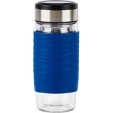 Emsa Tea Mug 420 ml Trasparente blu/trasparente, Trasparente, Vetro, Silicone, Acciaio inossidabile, Cina, 420 ml, 82 mm