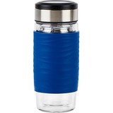 Emsa Tea Mug 420 ml Trasparente, Tazza termica blu/trasparente, Trasparente, Vetro, Silicone, Acciaio inossidabile, Cina, 420 ml, 82 mm