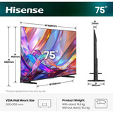 Hisense 75E7S, QLED TV Nero