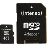 Intenso 4GB MicroSDHC Classe 10, Scheda di memoria 4 GB, MicroSDHC, Classe 10, 25 MB/s, Resistente agli urti, A prova di temperatura, Impermeabile, A prova di raggi X, Nero