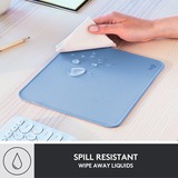 Logitech Mouse Pad Studio Series Blu, Grigio, Tappetino per mouse celeste, Blu, Grigio, Monocromatico, Nylon, Poliestere, Gomma, Barra appoggiaferro antiscivolo