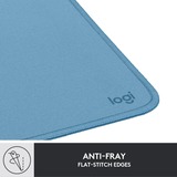 Logitech Mouse Pad Studio Series Blu, Grigio, Tappetino per mouse celeste, Blu, Grigio, Monocromatico, Nylon, Poliestere, Gomma, Barra appoggiaferro antiscivolo