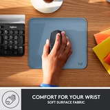 Logitech Mouse Pad Studio Series Blu, Grigio, Tappetino per mouse celeste, Blu, Grigio, Monocromatico, Nylon, Poliestere, Gomma, Barra appoggiaferro antiscivolo