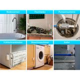 SwitchBot Rilevatore di acqua WLAN con cavo sensore, Segnalatore d'acqua bianco