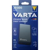 Varta Fast Energy 20000 Polimeri di litio (LiPo) 20000 mAh Argento, Powerbank grigio, 20000 mAh, Polimeri di litio (LiPo), Quick Charge 3.0, 3,7 V, Argento