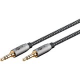 goobay Cavo di collegamento audio Plus AUX 3,5mm stereo Nero/Argento
