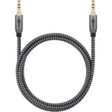 goobay Cavo di collegamento audio Plus AUX 3,5mm stereo Nero/Argento