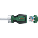 Bosch Cacciavite a cricchetto corto + 6 punte verde/Nero