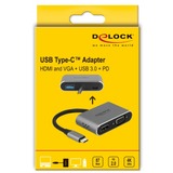 DeLOCK 64074 hub di interfaccia USB 3.2 Gen 1 (3.1 Gen 1) Type-C Grigio, Adattatore grigio, USB 3.2 Gen 1 (3.1 Gen 1) Type-C, HDMI, USB 3.2 Gen 1 (3.1 Gen 1) Type-A, USB 3.2 Gen 1 (3.1 Gen 1) Type-C, VGA, 3840 x 2160 Pixel, Grigio, Metallo, 87 W