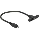 DeLOCK 85245 cavo USB 0,25 m USB 2.0 Micro-USB B Nero Nero, 0,25 m, Micro-USB B, Micro-USB B, USB 2.0, Maschio/Femmina, Nero